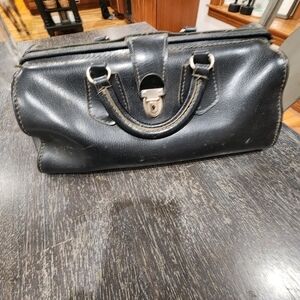 Vintage Black doctors bag with Structured Design early 1900s!